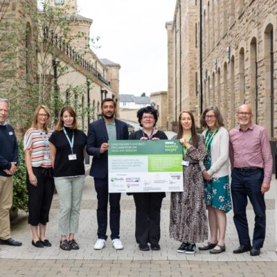 L-R Simon Gwynne, Chief Executive of Pendle Leisure Trust; Michelle Brides, Public Health Specialist for Lancashire County Council; Lisa Murray, Senior Public Health Practitioner for Lancashire County Council; Dr Irfan Chaudry, Clinical Director of Pendle West Primary Care Network and Chair of Pendle Health and Wellbeing Partnership; Tracey Noon, Operations Manager for Burnley, Pendle and Rossendale Council for Voluntary Service; Danielle Thorpe, Programme Officer for Pendle Borough Council; Gill Dickson, Policy and Programmes Manager for Pendle Borough Council; Robin Ireland, Research Director at Food Active and Nicola Calder, Food Active.