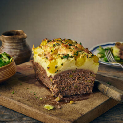 Cheesy Mash Topped with Meatloaf