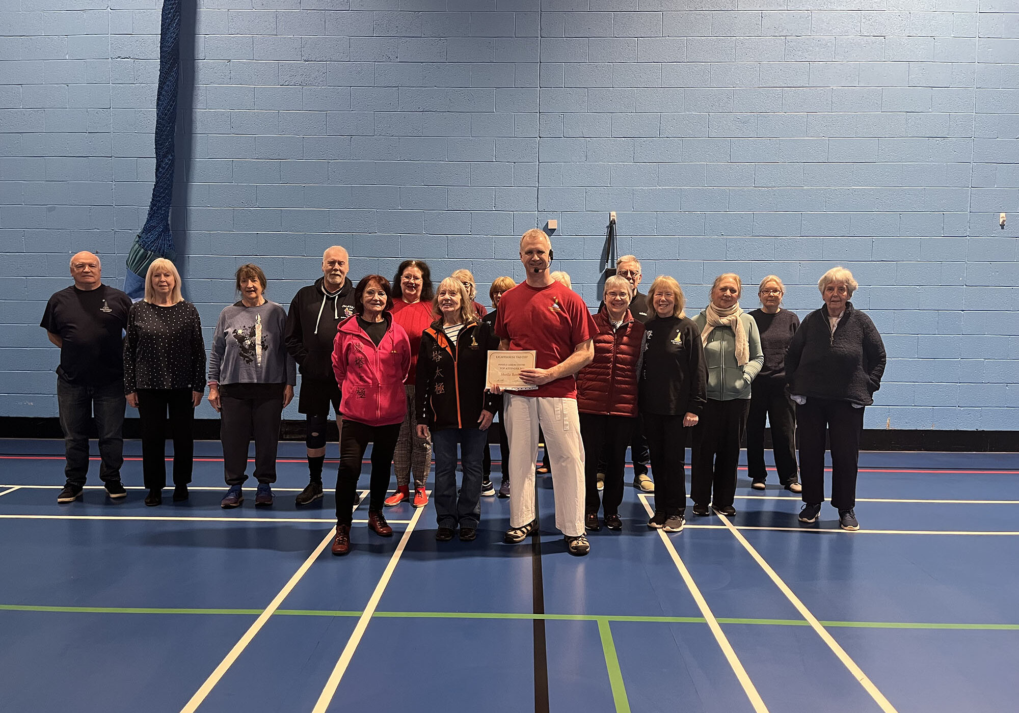 Certificate to Sheila and full class at Pendle Leisure Centre