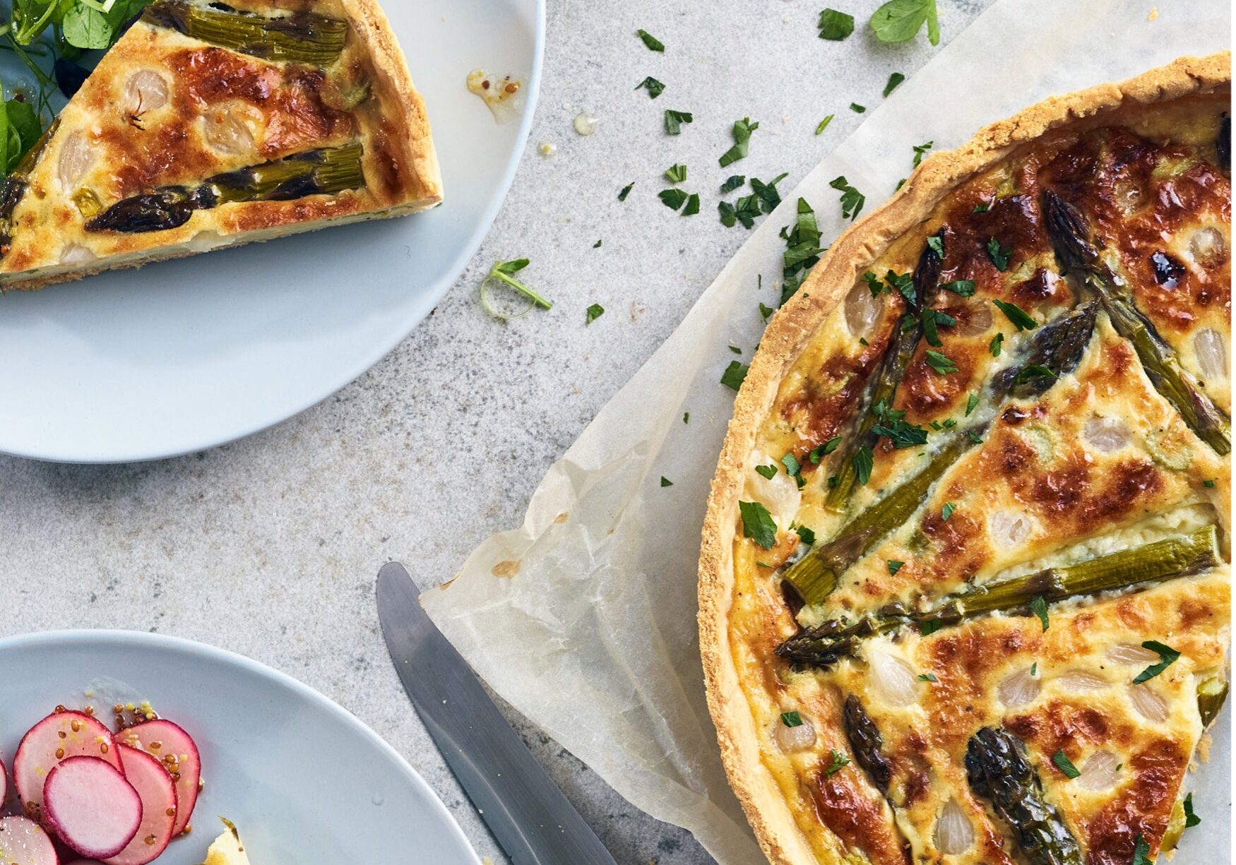 Quiche Gruyere, Asparagus and Onion Quiche