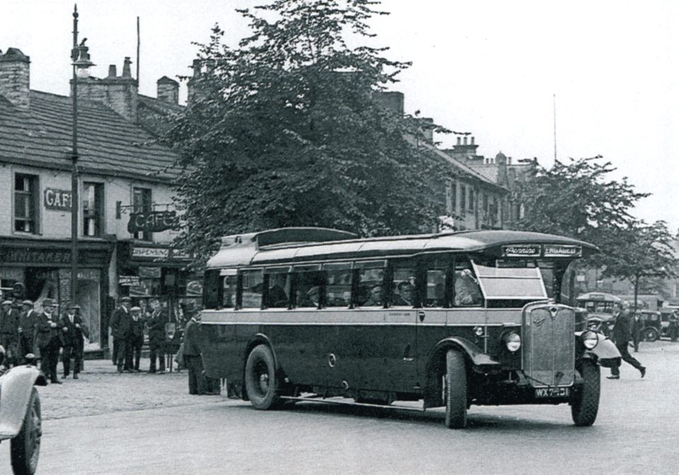 Pennine’s first coach leaving Skipton, 1935